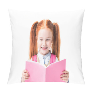 Personality  Smiling Schoolgirl Reading Textbook Pillow Covers