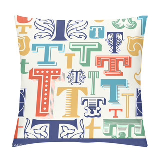 Personality  Seamless Vintage Pattern Of The Letter T In Retro Colors Pillow Covers