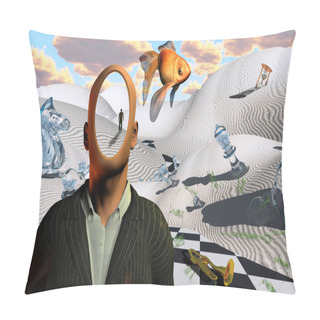 Personality  Faceless Man In Surreal Desert  Pillow Covers