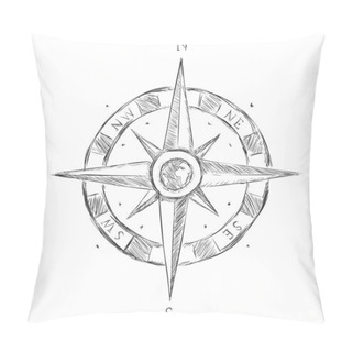 Personality  Vector Sketch Wind Rose Pillow Covers
