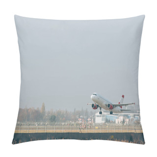Personality  Flight Departure Of Airplane On Airport Runway Pillow Covers