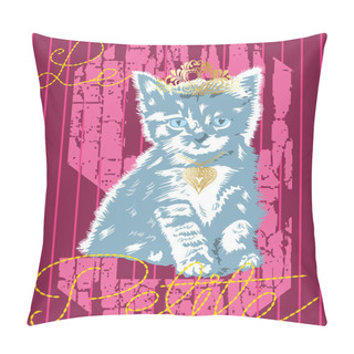 Personality  Cute Cat Vector With Crown Pillow Covers