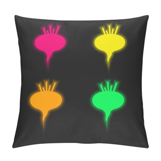 Personality  Beetroot Four Color Glowing Neon Vector Icon Pillow Covers