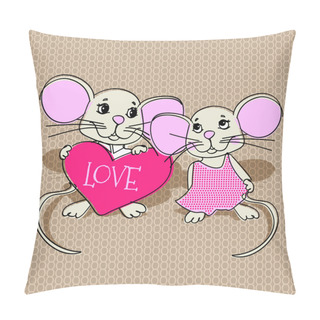 Personality  Mouses In Love. Vector Illustration. Pillow Covers