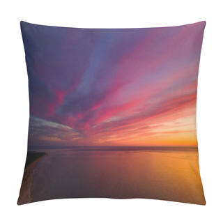 Personality  Epic Vivid Sunset Or Sunrise Aerial View With Sun Setting Down To The Right. Amazing Cloudscape Pillow Covers