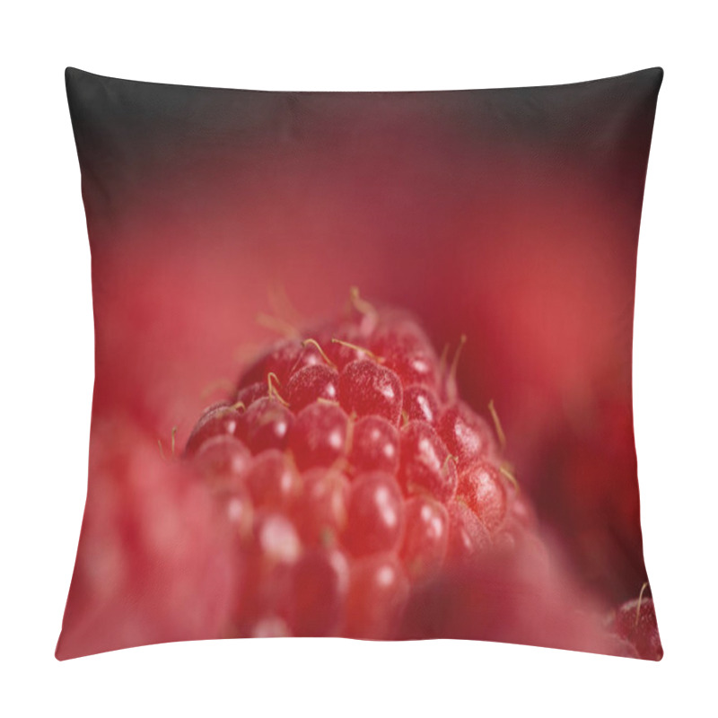 Personality  close up view of delicious fresh ripe raspberry pillow covers