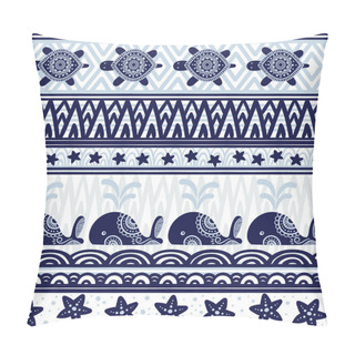 Personality  Stripe Seamless Pattern With Sea Underwater Animals Pillow Covers