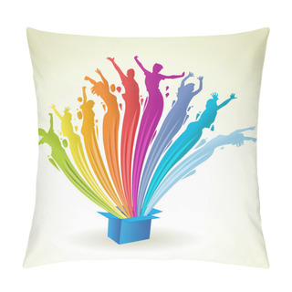 Personality Colorful Paint In Shape Of Splashing Out Of A Blue Box Pillow Covers