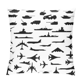 Personality   Set Of Aircraft, Armored Ships And Guns. Pillow Covers
