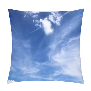 Personality  Beautiful White Cirrus Cloud Formations On A Deep Blue Summer Sky Pillow Covers