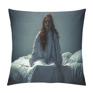 Personality  Crazy Female Demon In Nightgown Sitting On Bed Pillow Covers