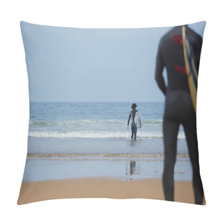 Personality  Male Surfers Carrying Their Surfboards Pillow Covers