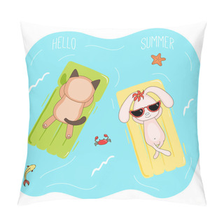 Personality  Animals On Floating Mattresses Pillow Covers