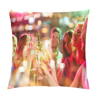 Personality  Smiling Friends With Wine Glasses And Beer In Club Pillow Covers