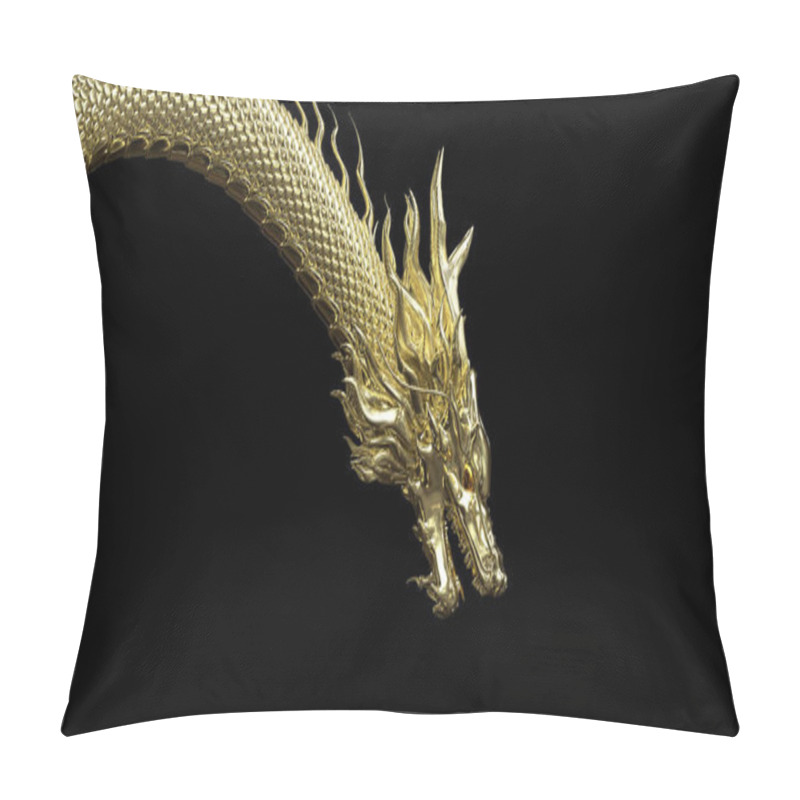 Personality  Head and half body gold dragon in smart pose with 3d rendering include alpha path. pillow covers