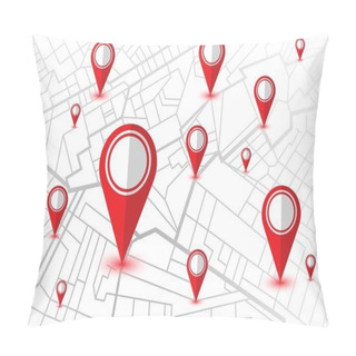 Personality  Pin In Showing Location On Gps Navigator Map. Vector Illustration Pillow Covers