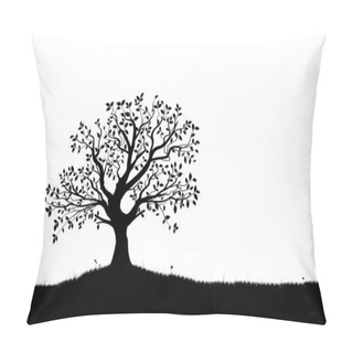 Personality  Tree Silhouette, Black And White Vector Shape Pillow Covers