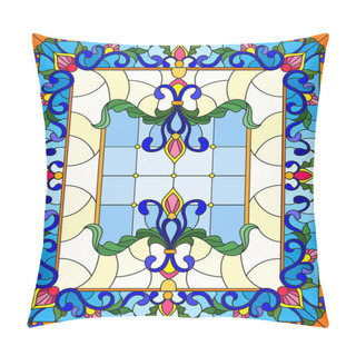 Personality  Llustration In Stained Glass Style With Abstract  Swirls,flowers And Leaves  On A Light Background,vertical Orientation Pillow Covers
