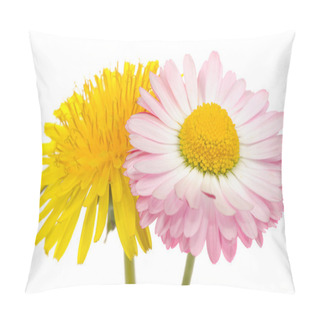 Personality  Beautiful Yellow Dandelion And Pink Daisy Flower Pillow Covers