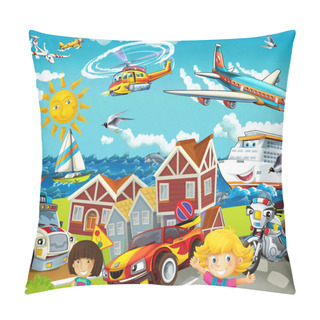 Personality  Cartoon Transport On The Street Pillow Covers
