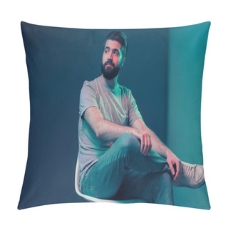 Personality  Neon Portrait Of A Young Attractive Man Pillow Covers