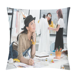 Personality  Asian Fashion Designer Working  Pillow Covers