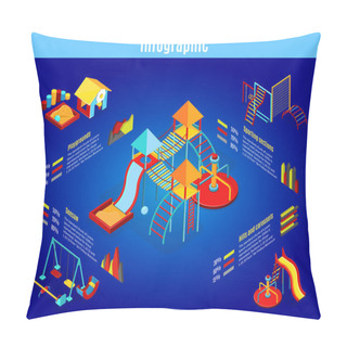 Personality  Isometric Kids Playground Infographic Template Pillow Covers