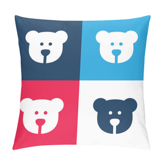 Personality  Bear Blue And Red Four Color Minimal Icon Set Pillow Covers