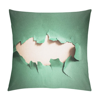 Personality  Hole In Green Paper, Abstract Background Pillow Covers