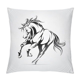 Personality  Vector Silhouette Of A Running Horse Pillow Covers