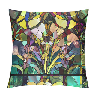 Personality  Sharp Stained Glass Series. Composition Of Abstract Color Glass Patterns On The Subject Of Chroma, Light And Pattern Perception, Geometry Of Color And Design. Pillow Covers
