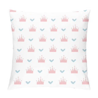 Personality  Seamless Pattern With Hand Drawn Hearts And Crowns. Vector Repeating Doodle Elements. Pillow Covers
