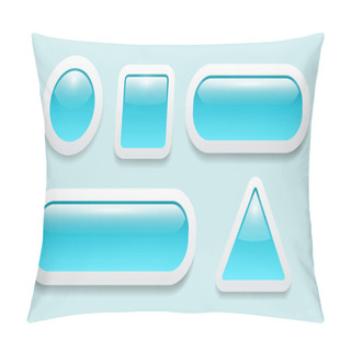 Personality  Buttons 3D Blue Set, Shiny Collection Water Soft Vector Icons. Pillow Covers