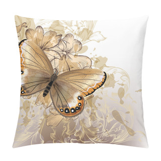 Personality  Cute Stylish Floral Background With Butterfly Pillow Covers