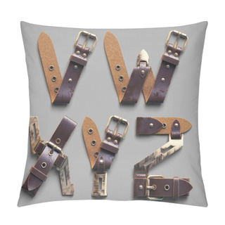 Personality  Alphabet Made Of Old Leather Belts Pillow Covers
