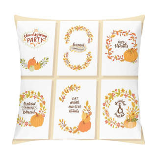 Personality  Set Of Happy Thanksgiving Cards. Grateful Thankful Blessed.  Pillow Covers