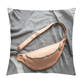 Personality  Fashionable Stylish Belt Leather Bag In Pink Color Pillow Covers