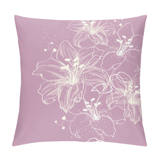 Personality  Floral Background With Blooming Lilies Pillow Covers
