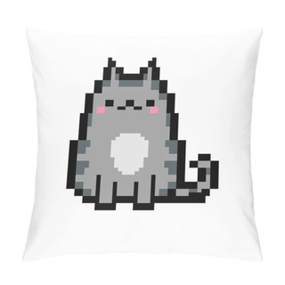 Personality  Cute Kitten Pet Pixel Art-isolated Illustration. Hot Cat Pillow Covers