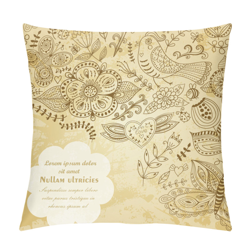Personality  Spring coming card. Floral background, spring theme, greeting ca pillow covers