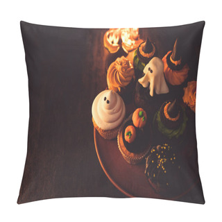 Personality  Halloween Cupcakes And Burning Candles  Pillow Covers