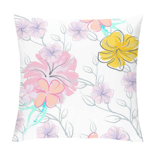 Personality  Pink Flowers Blooming Pattern. Pastel Watercolor. Pillow Covers