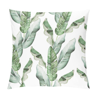 Personality  Beautiful Watercolor Seamless Pattern With Tropical Leaves And Banana Leaves.  Pillow Covers