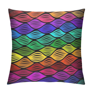 Personality  Abstract Hand Drawn Waves Pattern, Colorful Rainbow Background Pillow Covers