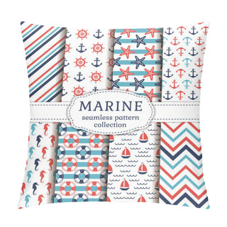 Personality  Sea And Nautical Seamless Patterns Set. Pillow Covers