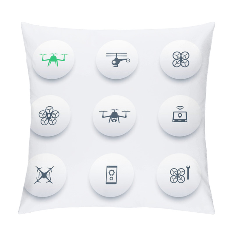 Personality  Drone, Copter, Quadrocopter round modern icons pillow covers