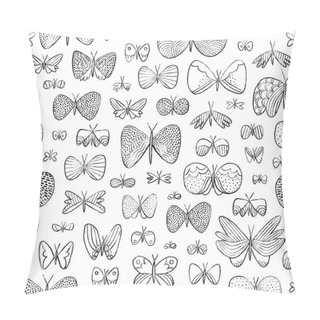 Personality  Hand Drawn Butterflies Seamless Pattern Pillow Covers