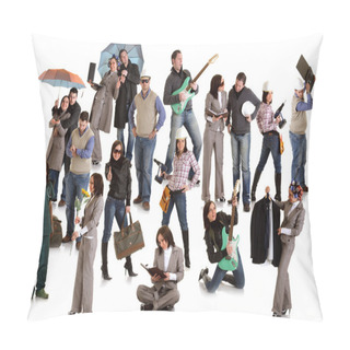 Personality  Photo Of Group Doing Different Things Pillow Covers