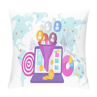 Personality  Sales Funnel Concept. Attracting Potential Customers. Pillow Covers