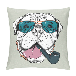 Personality Vector Funny Cartoon Hipster Dog Bullmastiff Pillow Covers